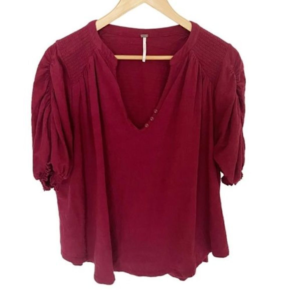 Free People V- Neck Short Sleeve Top